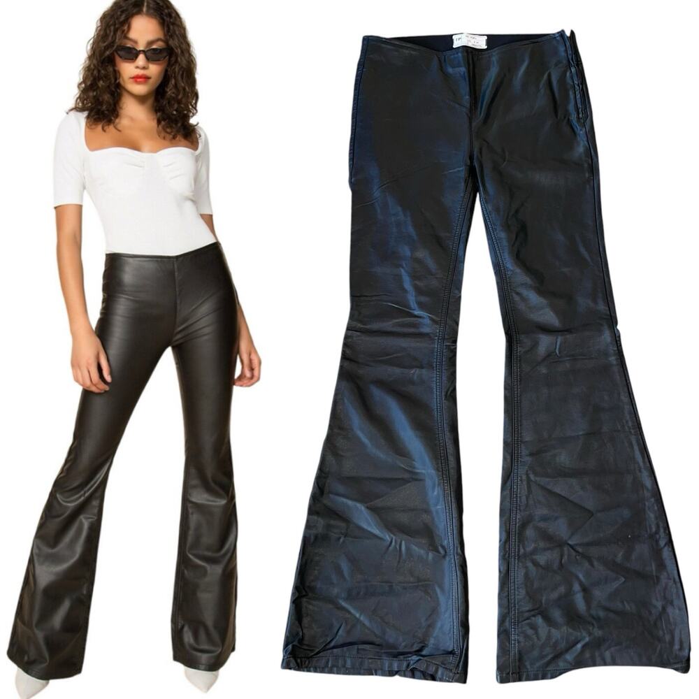 Free People Faux Leather Flared Pants Size 28